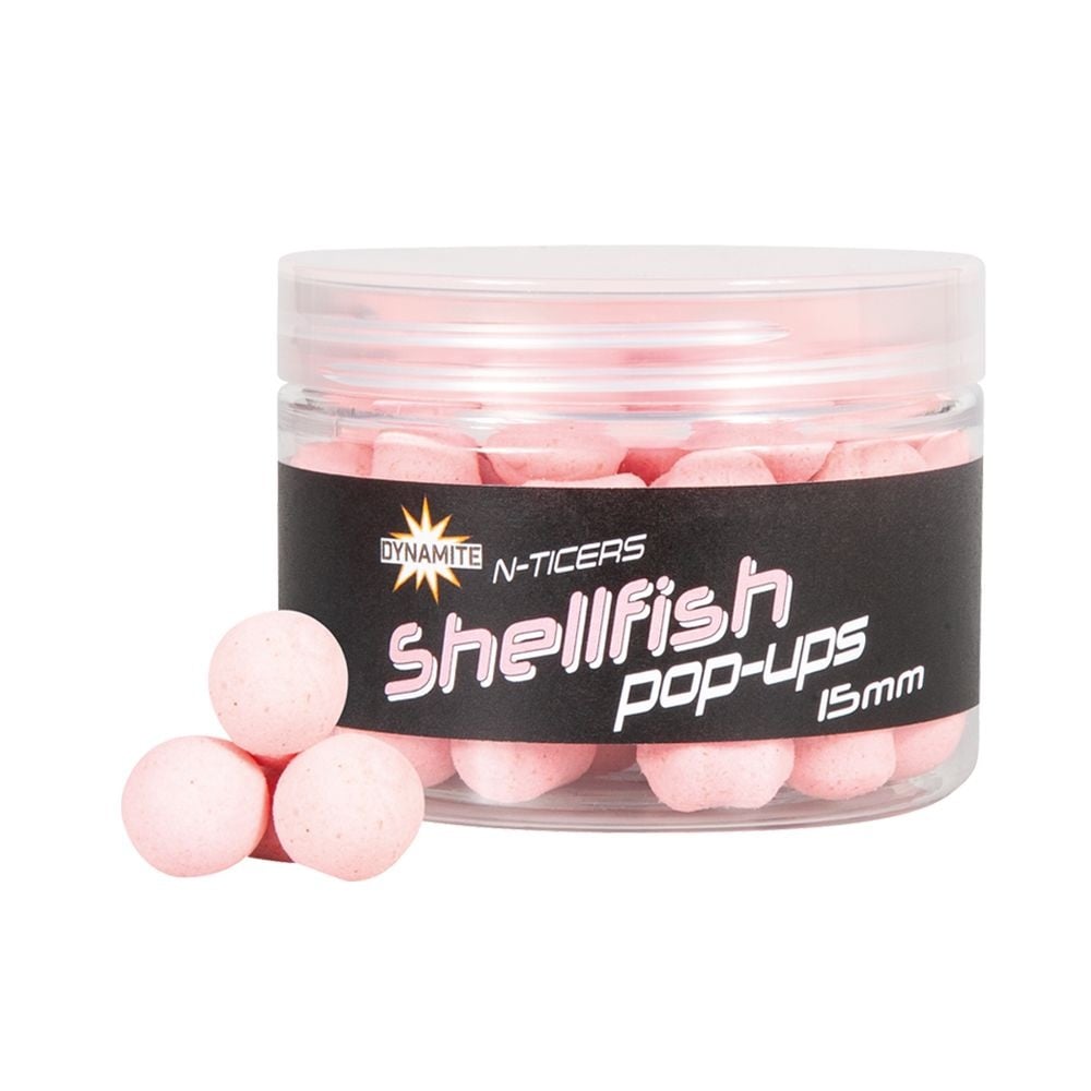 Dynamite Baits N - Ticer Pop - Ups - 15mm - Shellfish - KarperCentrale Dynamite Baits N - Ticer Pop - Ups - 15mm - Shellfish - KarperCentrale